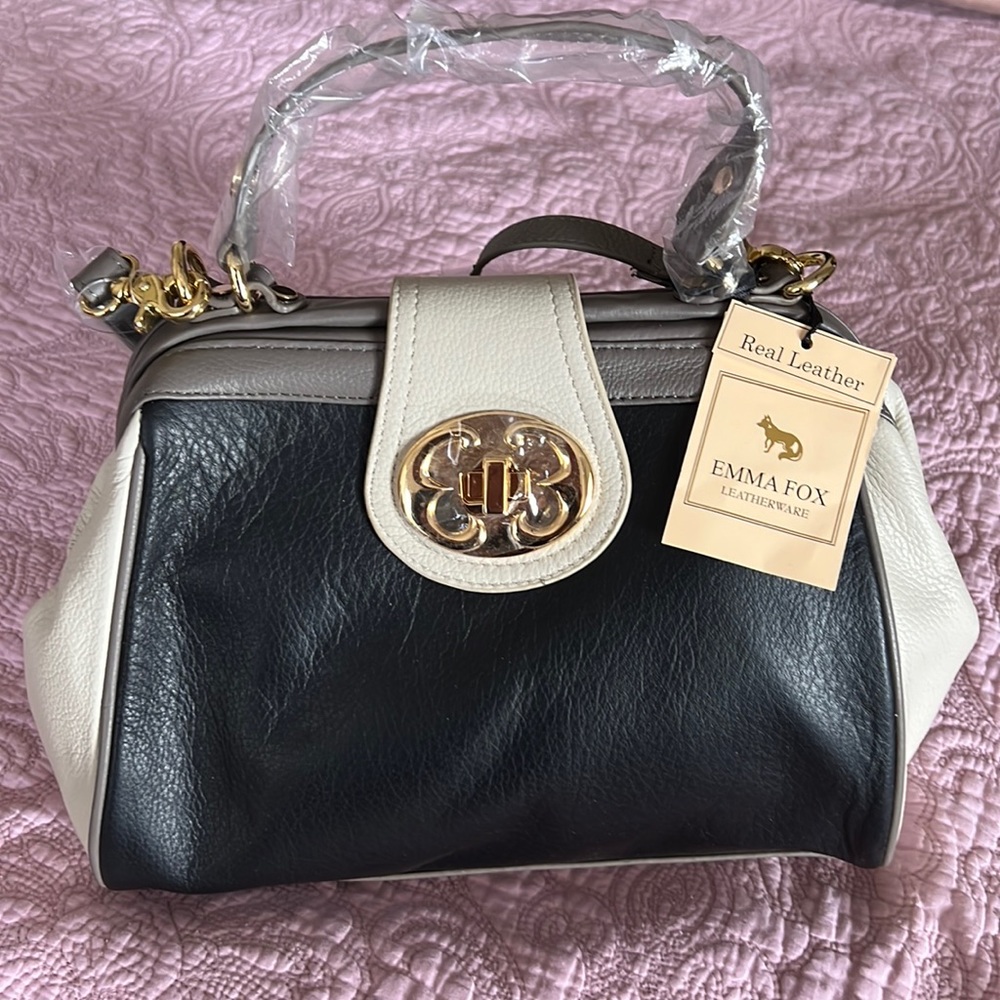 NEW! Emma Fox Leather Satchel Handbag